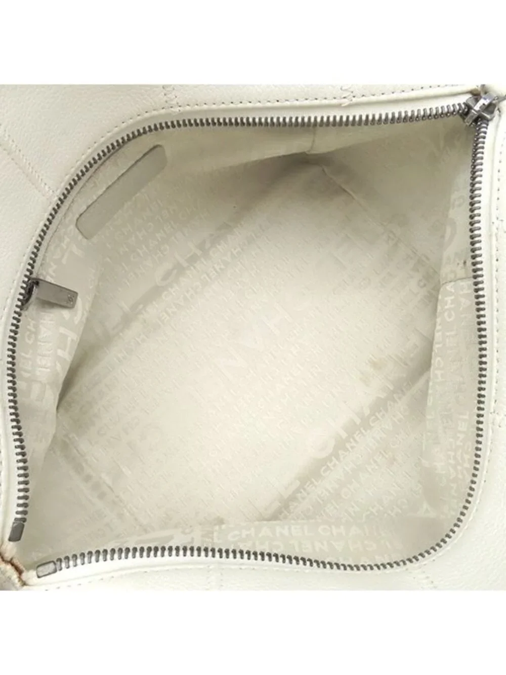 Chanel Handle Choco Bar Mini Boston Caviar Leather White Gunmetal Plaid Handbag